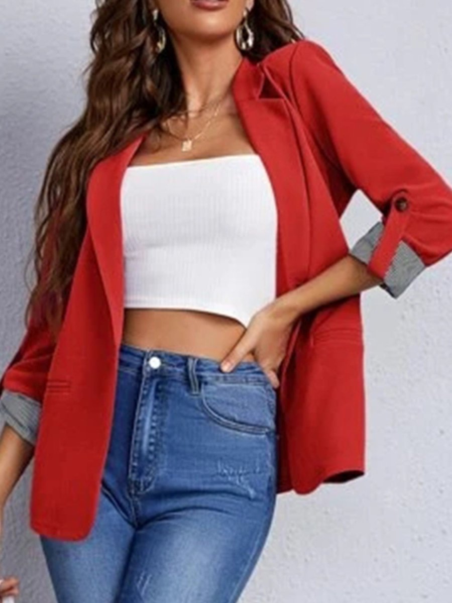 Lapel Collar Roll - Tab Sleeve Blazer - Blazer Suit
